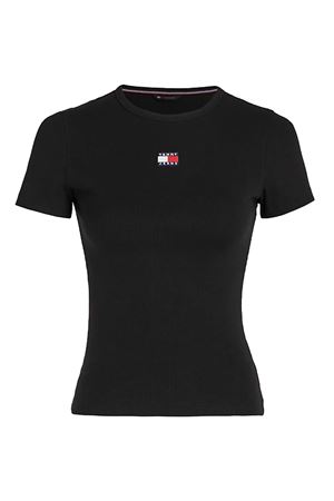 SLIM FIT RIBBED T-SHIRT WITH BADGE TOMMY HILFIGER | T-Shirt | DW0DW17881BDS
